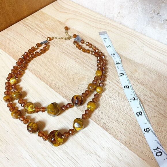 Vintage MCM Double Strand Lucite Jewelry Necklace Butterscotch Amber Germany - Picture 8 of 16